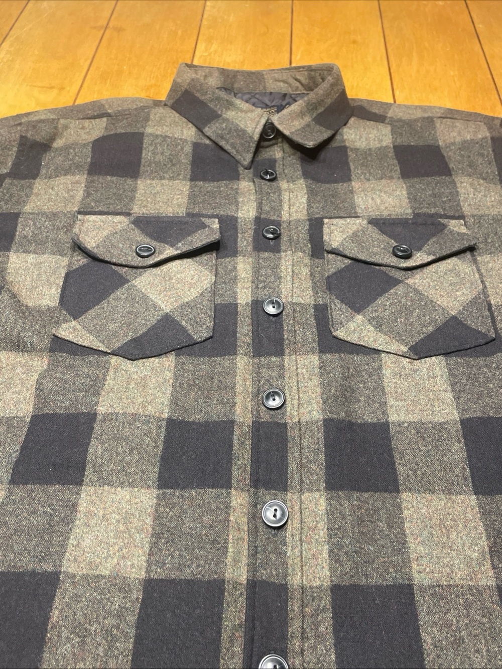 Pendleton 100% Wool Shacket XXXL Green Buffalo Check Button Front Pockets